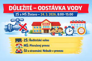 Důležité upozornění pro rodiče - přerušení provozu MŠ, ŠD, ŠJ, ředitelské volno pro žáky ZŠ 1